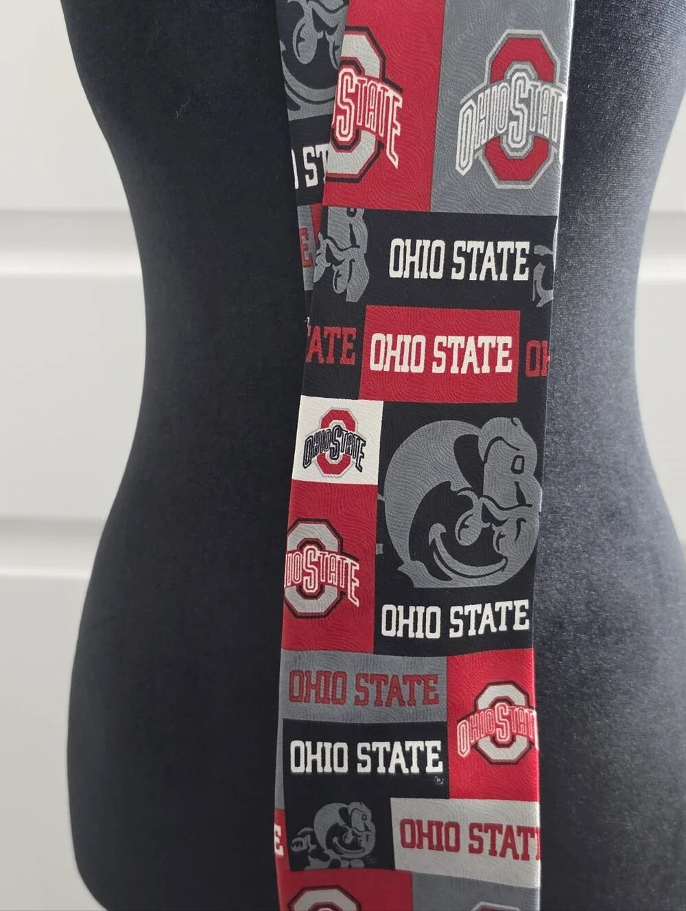 Ohio State Collegiate Tie in Red, Gray & Black